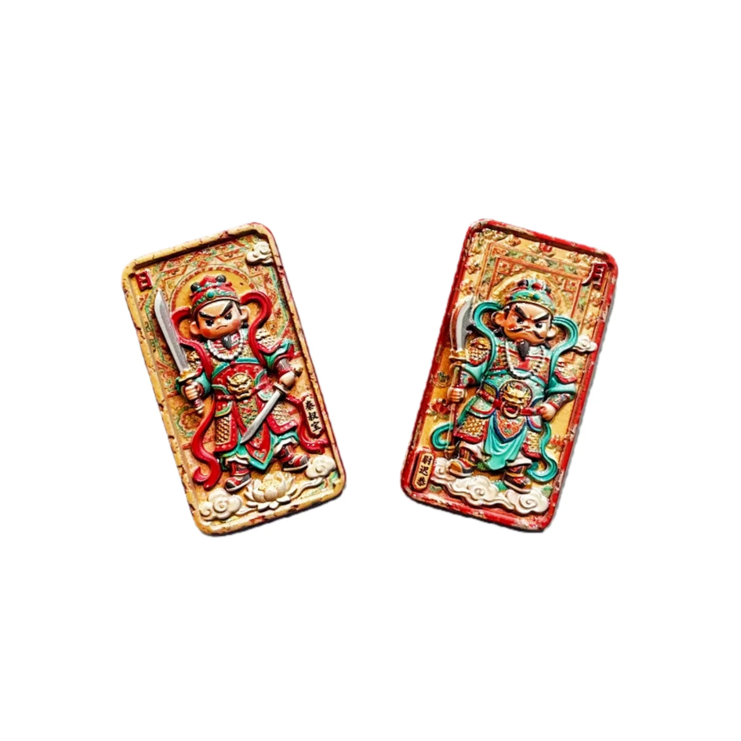 Chinese New Year Creative Cute Cartoon 3D Door God Decoration Small Gift High-End Design Magnetic Refrigerator Sticker