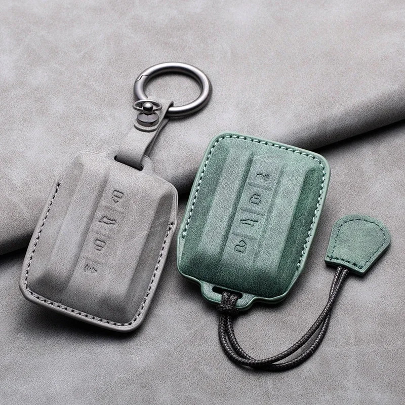 

4 Buttons Car Remote Key Case Cover for Great Wall GWM WEY Tank 300 500 22-23 Turn Fur Leather Auto Key Shell Fob
