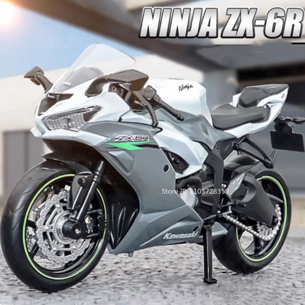 

1:12 Scale Motorcycle Kawasaki Nijia ZX-6R 400 Model Toys Alloy Diecast Shock Absorption Rubber Tires Toy Motorbikes Kids Gifts