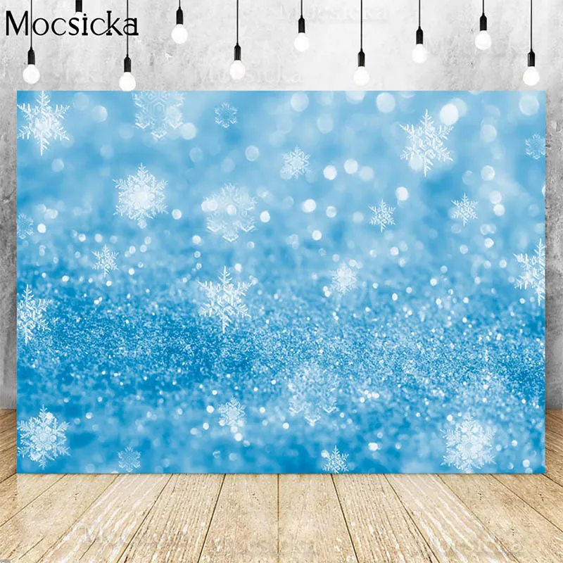 Winter Wonderland Backdrop For Photography Glitter Snowflake Photocall Kids Portrait Background Christmas Bokeh Snow Photostudio