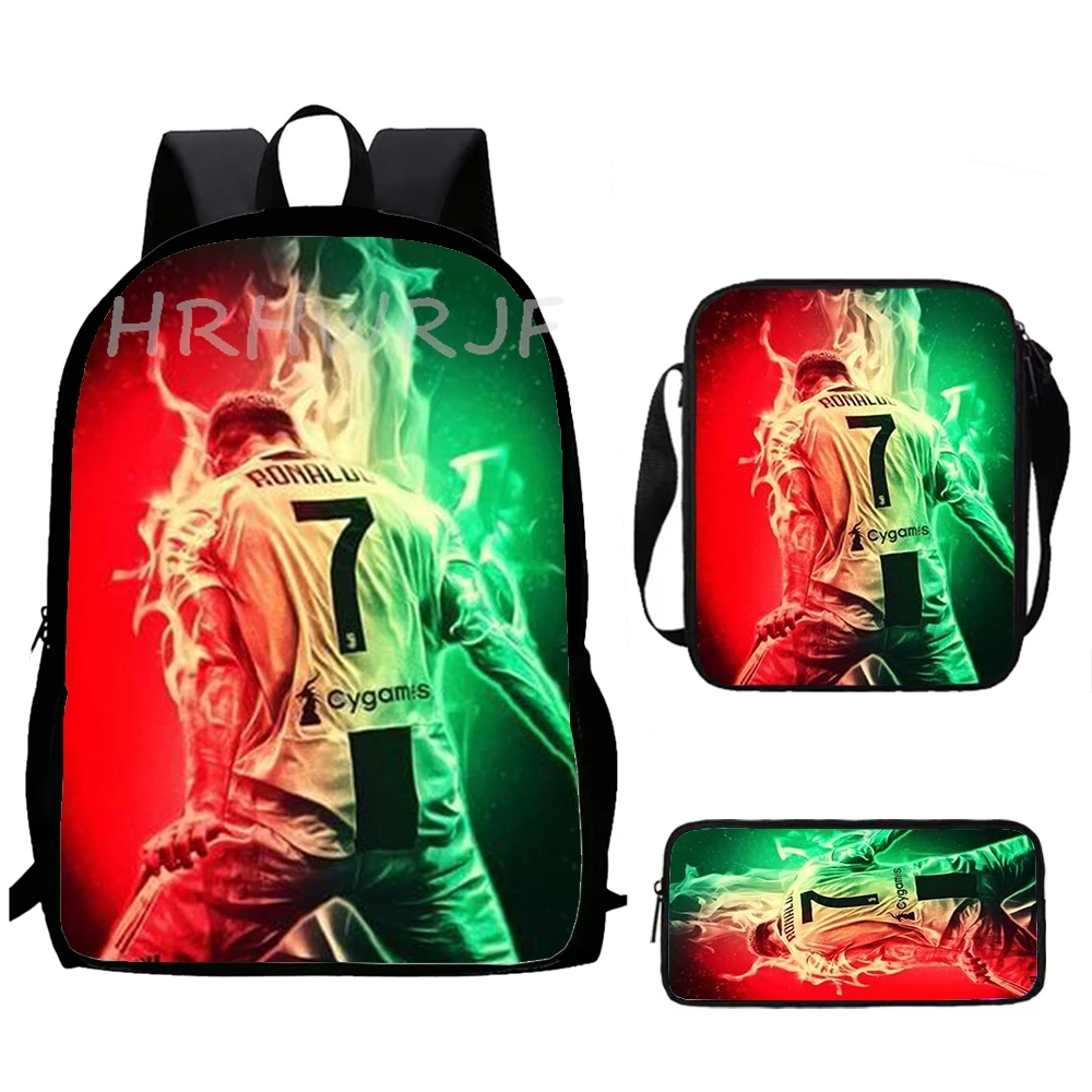 Super football CR7 Printe Backpack With Messenger Bags Capacity School Bag For Boy/Girls Best Gift Primary Student School Bags
