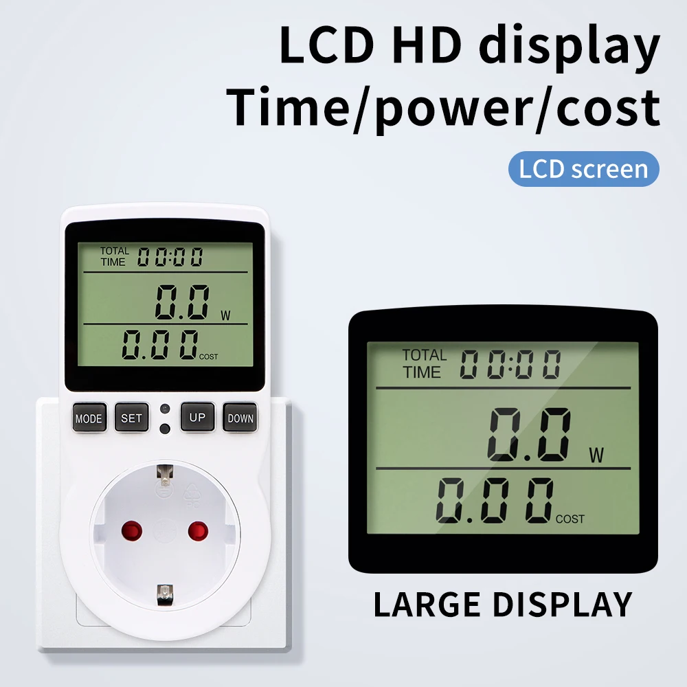 Digitaler LCD-Leistungsmesser, Wattmeter, Steckdose, Leistung, Kwh, Energieverbrauch, Messung, Steckdose, EU/US-Stecker, Überlastschutz, 230/120 V – Detail 4