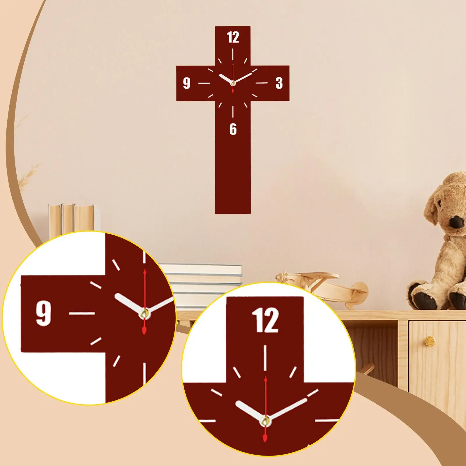

Crucifix Wall Clock, Room Decoration, Nordic Gothic Decor Wall Hanging Clock for Bedroom, Kitchen Office Classroom