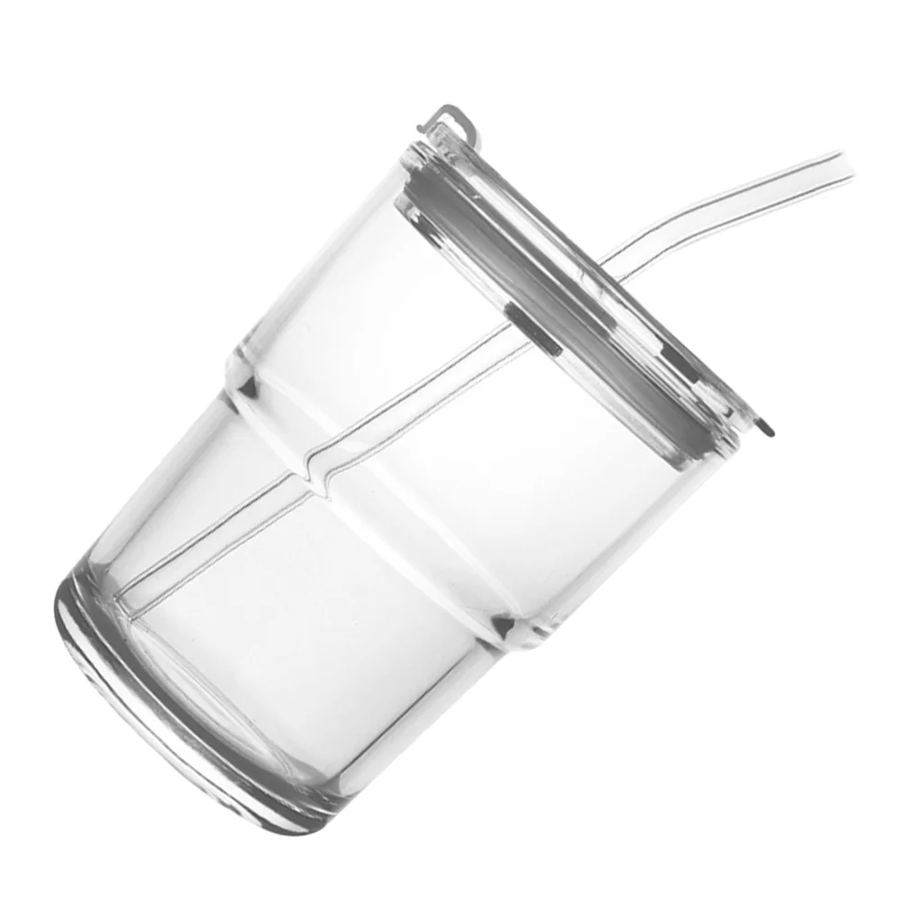 

1Set Transparent Glass Cup with Lid Straw Can Shape Practical Water Cup for Beverage Coffee Tea Milk Glass Mug