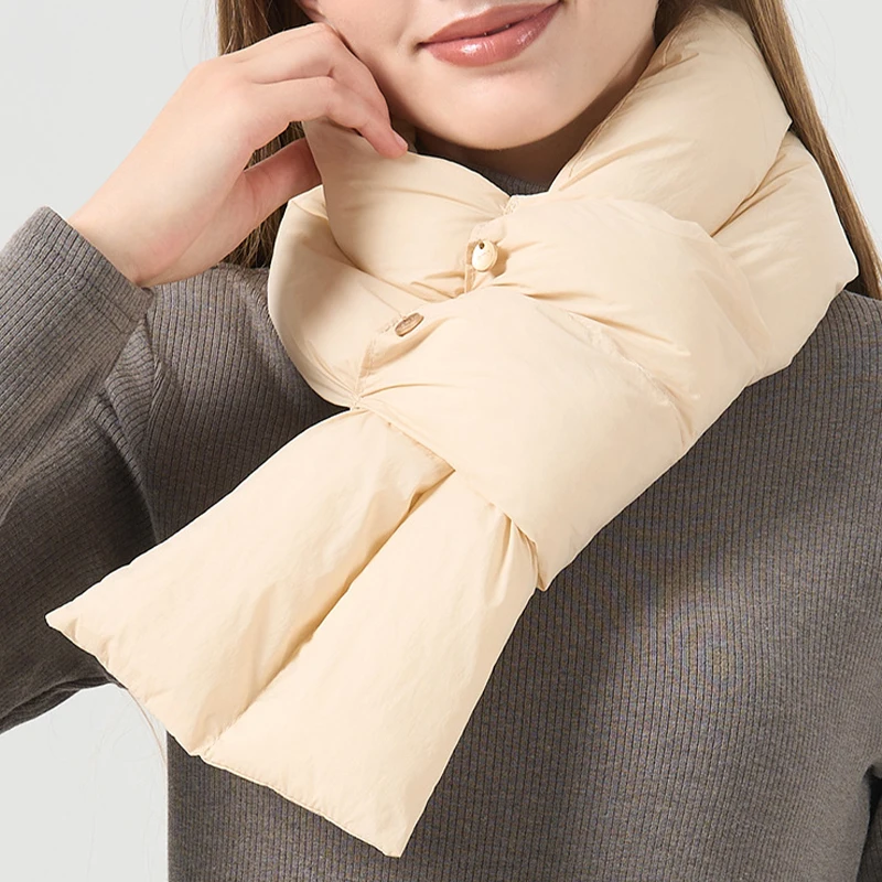 

Simple Fashion Down Cotton Winter Warm Windproof Puffy Warm Scarf Outdoor Neck Protection Cycling Skiing Scarf