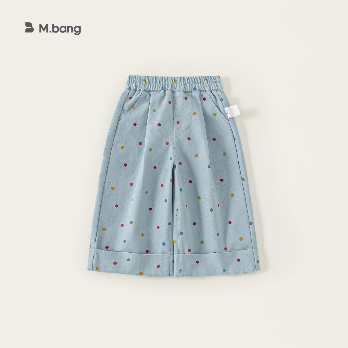 

Осенние детские штаны с говяжьим сухожильным поясом и двойным карманом в горошек, повседневные брюки с откидной ногой, модные повседневные детские штаны