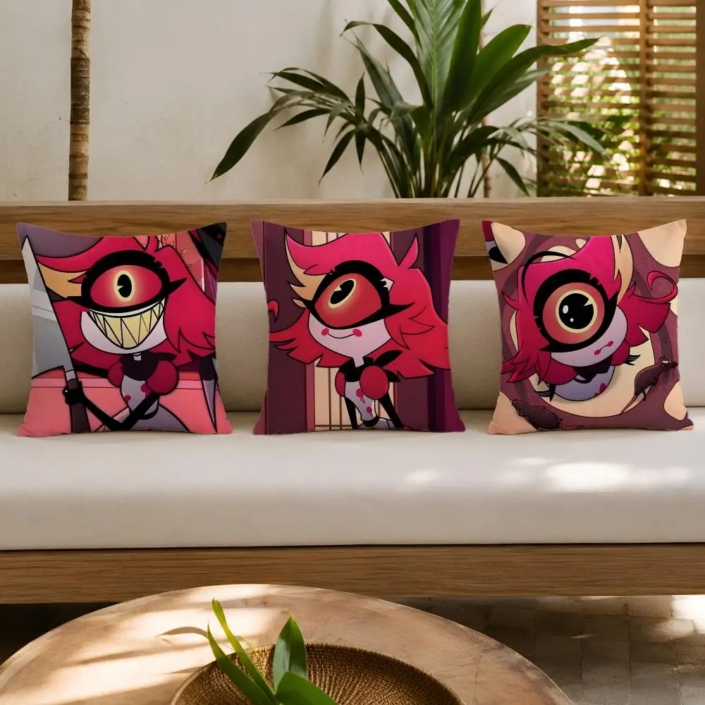 Niffty H-hazbin Hotel Cushion Cover Wrinkle-Resistant Short Plush Cushion Covers Breathable Machine-Washable