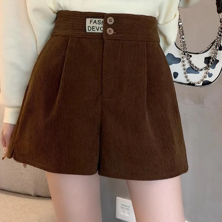 2026 Composite Milk Silk Corduroy For Women, Autumn Winter Casual High Waist Wide Leg Leggings Boot Shorts