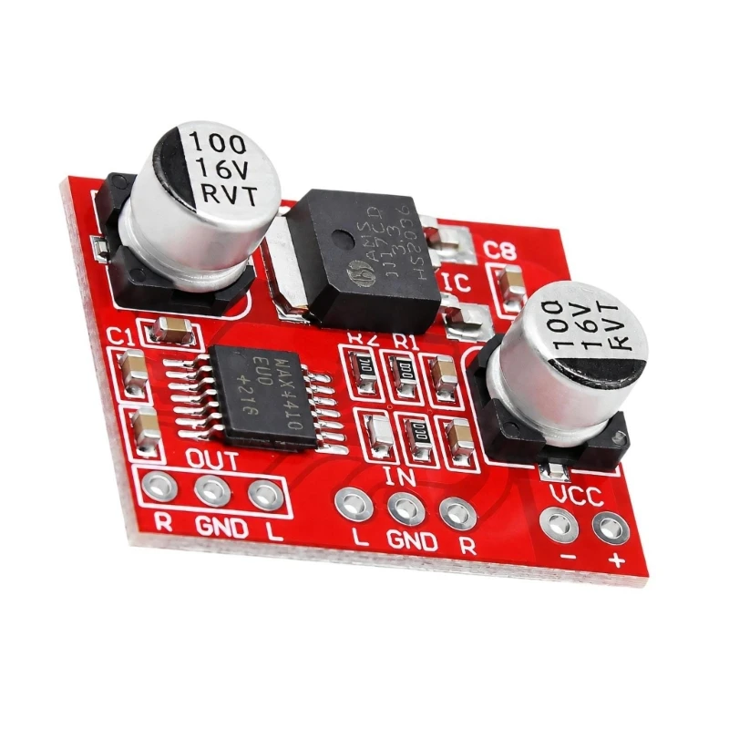  Red Headphone Preamplifier Board with Visible Wiring Identifiers 2x80mW Output