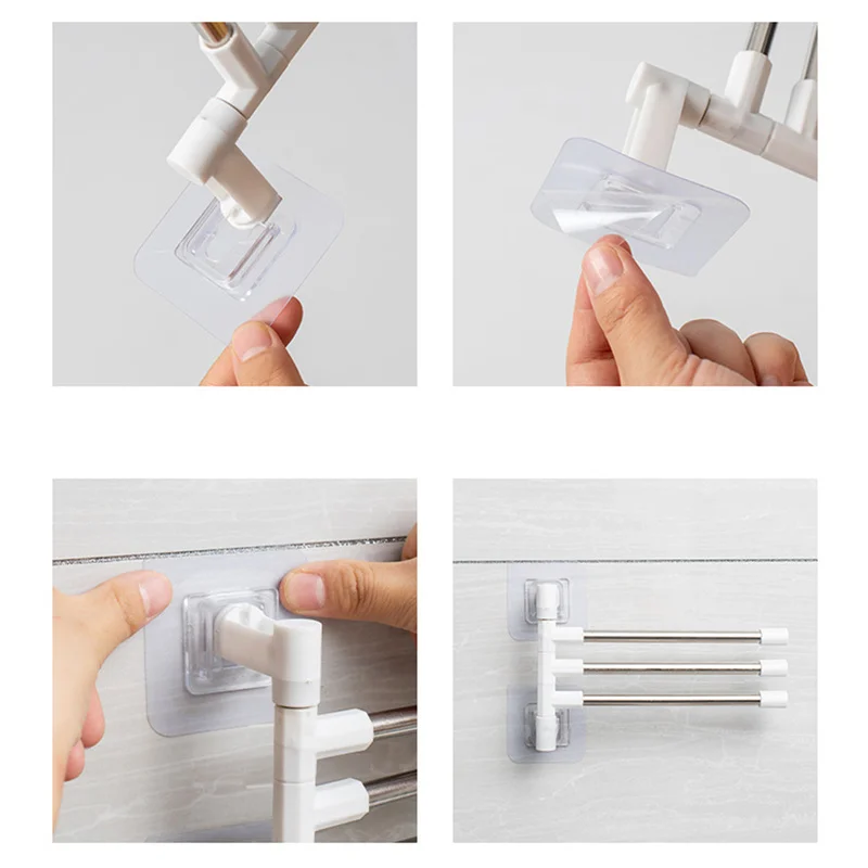 Portasciugamani da bagno senza punzonatura cucina a parete portautensili Organizer scaffale multistrato Hanging Rod accessori da bagno