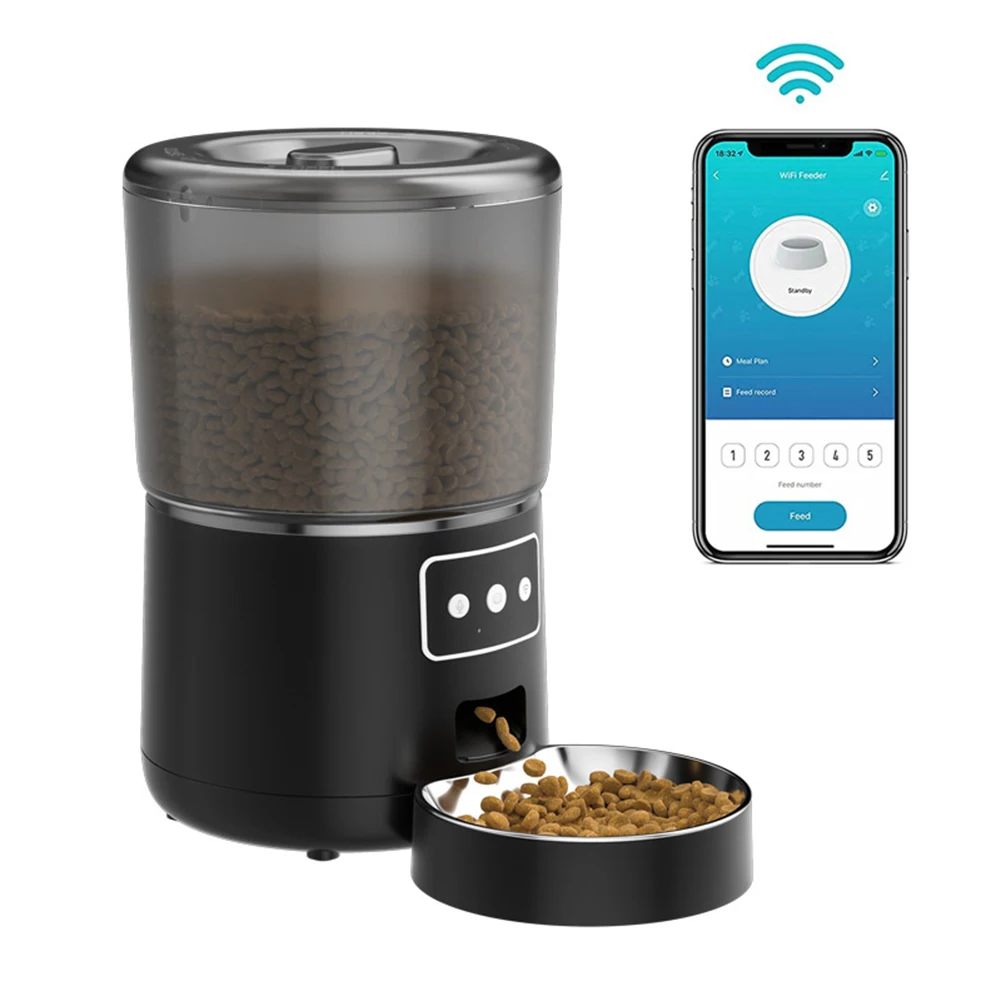 

4L Pet Automatic Cat Feeder Smart Cat Food Feeding Remote Dispenser Timer WiFi Cat and Dog Automatic Feeder Pet Supplies