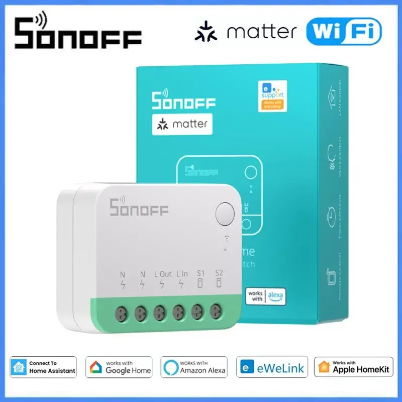 SONOFF MINIR4M Matter Extreme Wifi Smart Switch ESP32 Chip Detach Relay Scene Breaker Works With Apple Home Alexa Google EWeLink