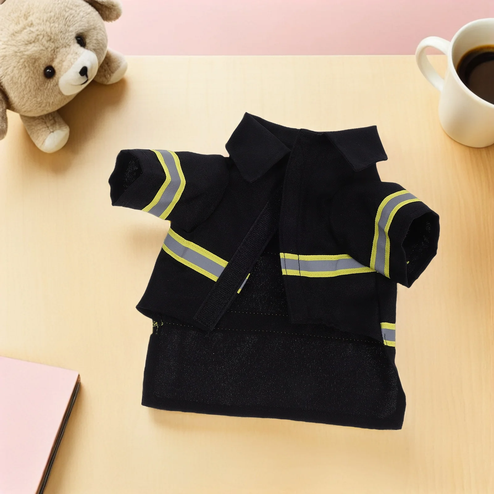 

1 set Pet Firefighter Uniform Costume Dog Clothes For Cat Puppy Size S Black Warm Party Performance Outfit Transformed Coat Pet
