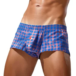 SEOBEAN Men's 100% Cotton Plaid Boxer Shorts Men Underwear Boxers Loungewear Shorts High Quality Underpants Boxershorts