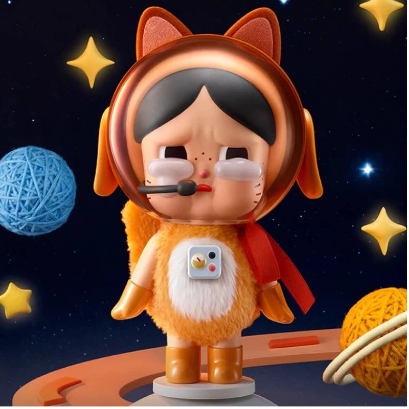 Tcv Popmart Crybaby Space Cat Handmade Orange Doll Ornament Handmade Blind Box Figures Mystery Box Christmas New Year'S Eve Gift