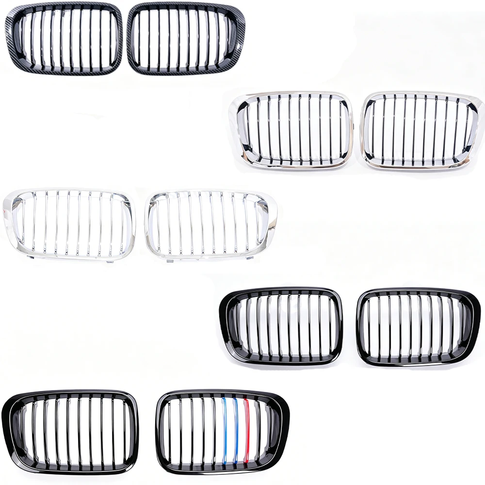 For BMW E46 Pre-LCI 4-Door Only | Single/Double Slat Gloss Matte Black All Chrome Carbon M Color Kidney Grille 1999-2002 Grill