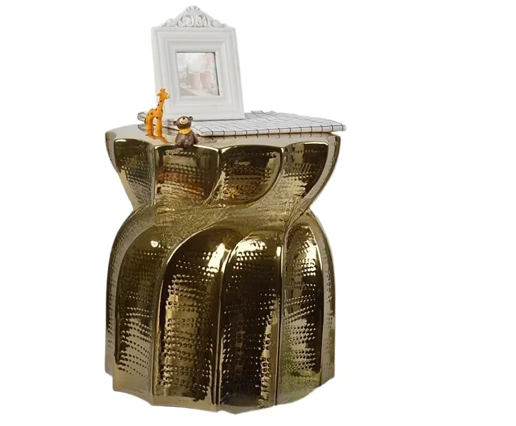 

Golden ceramic stool, bedroom living room indoor, outdoor ornaments, ceramic handicrafts