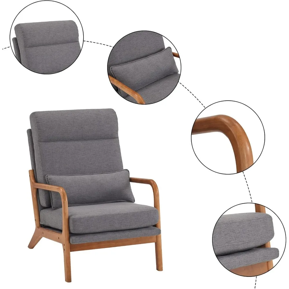 2-piece set of chairs with decorative backrest, upholstered lounge chair, reading chair, side chair, solid wood armchair