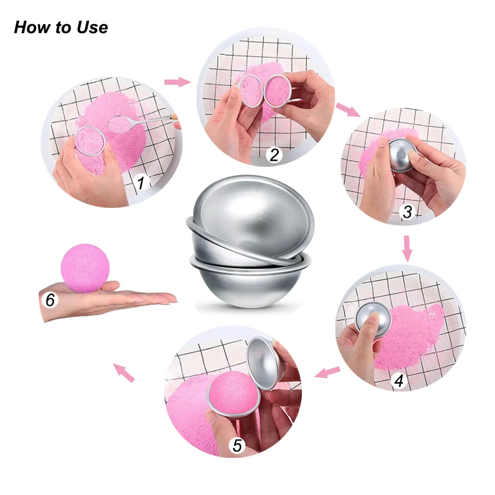 6Pcs Sphere Bath Bomb Molds, DIY Soap Making Kit, Round Ball Molds for Bath & Body Make Tools Craft Home Decoration