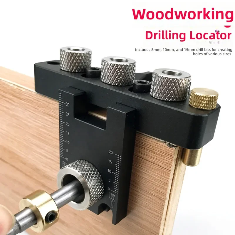3 in 1 Woodworking Positioning Punch Embedded Parts Log Tenon Locator Mini Woodworking Tools Precision Drilling Jig