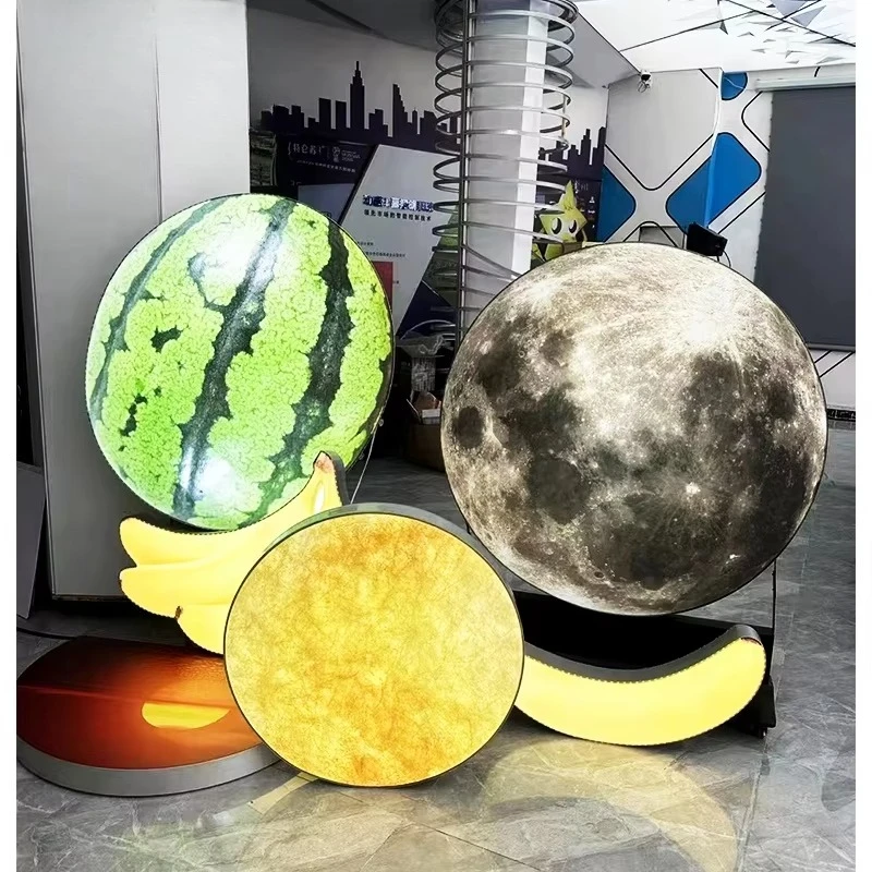 New 2024 wholesale led lighting light box portable backlight display circular fabric light box with a diameter of 1 meter