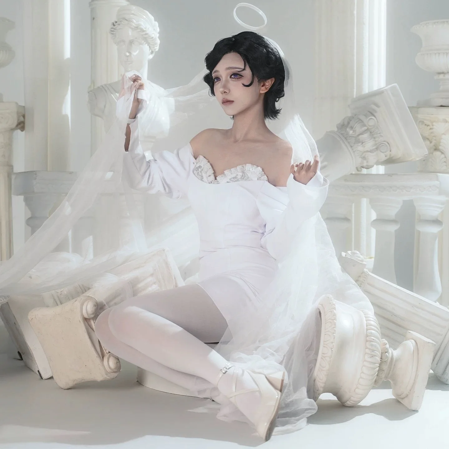 Sua Mizi Anime Alien Stage Cosplay Costume Full Set Outfit Elegant white dress for women Halloween carnival new Sua Mizi uniform