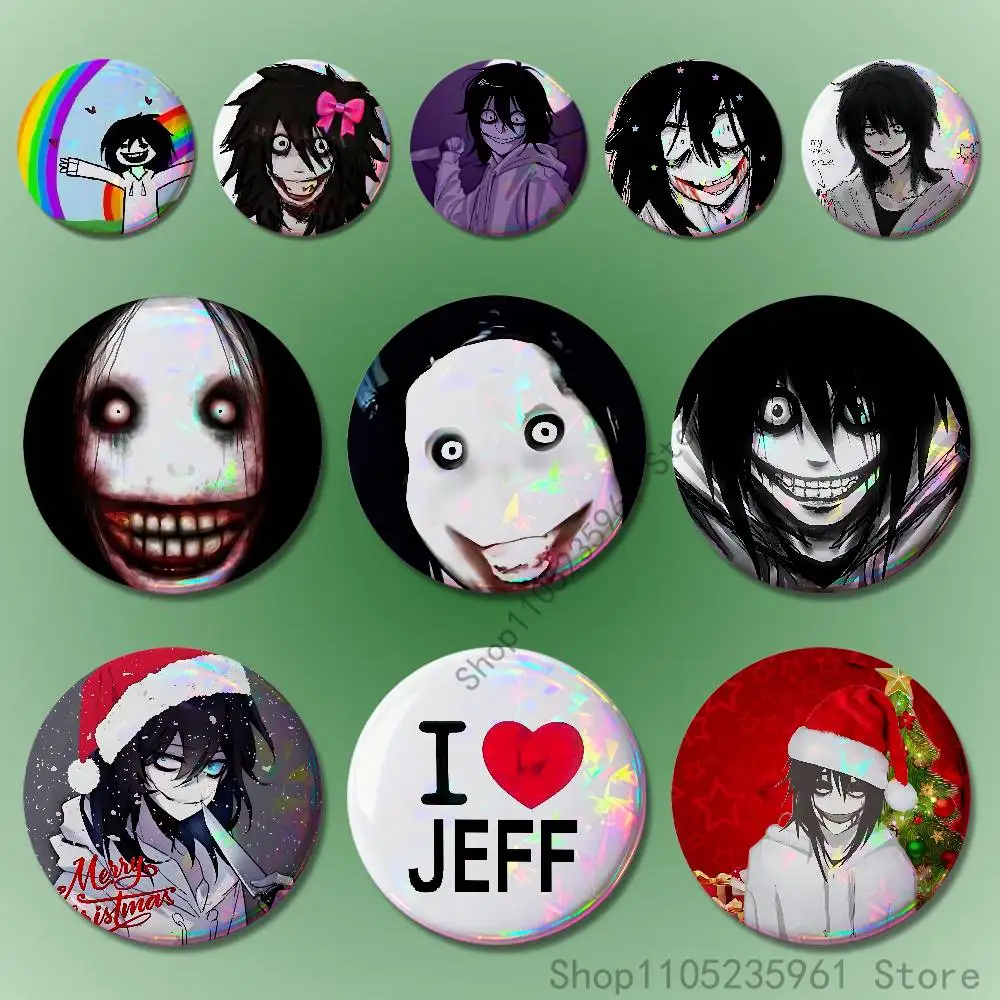 

Jeff Art Killer Badges 25 32 44 58 75 mm Round Cosplay Pin Fans Collect Friends Gifts Brooch Souvenir Custom