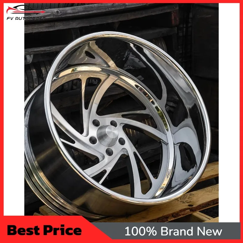 【2026】RCSR Custom 2 Piece Whee 5x112 5x120 5x114.3 22 24 26 Inch Rims Forged Wheels Deep Dish Rims Chrome Brush Rims For Pickup