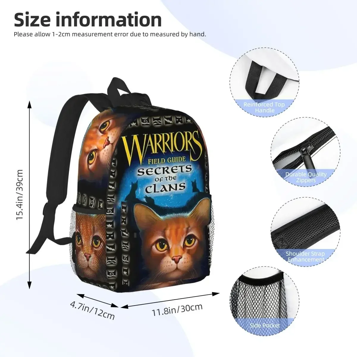 Custom Bag Erin Hunter Warriors Backpack Hot Sale Daypack Large Capacity Boys Girls BookBag Shoulder Bags For Men Women Children
