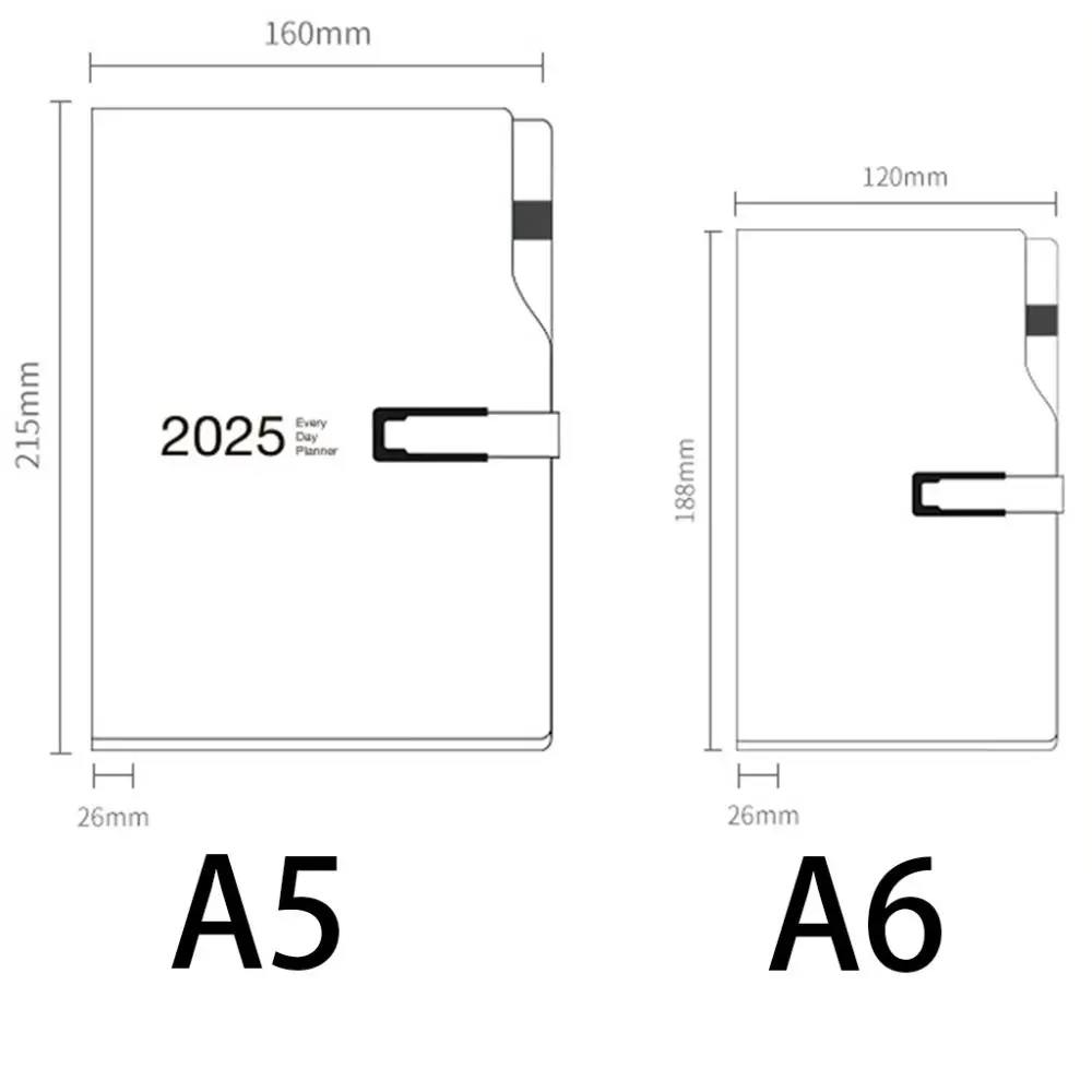 A5/A6 2025 Agenda perencana Notebook gesper magnetik lembut PU Cover 2025 jurnal Notebook kertas bisnis Notebook kantor