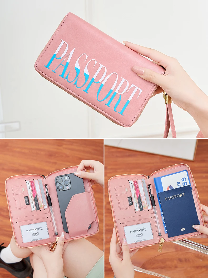 

New RFIDShielding Passport Holder MultifunctionalPULeather Card Holder Letter Gradient Passport Holder Travel Accessories Unisex