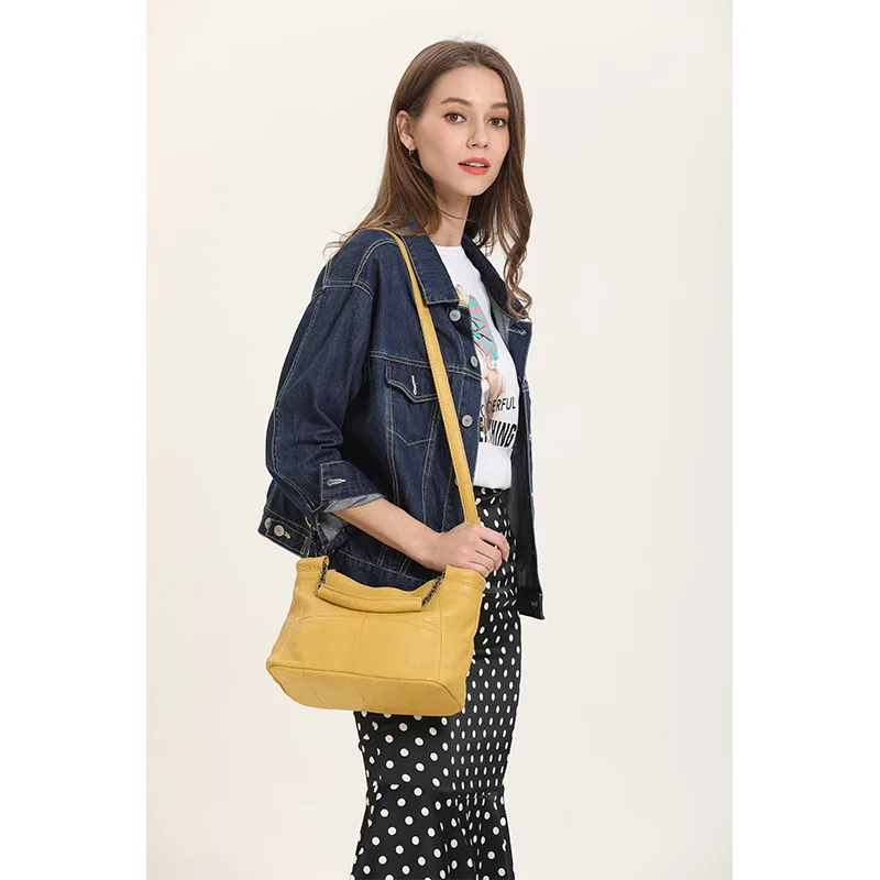 Bolso de mano de cuero genuino para mujer, de alta calidad bolso de hombro, suave, de gran capacidad, elegante, diseñador de lujo