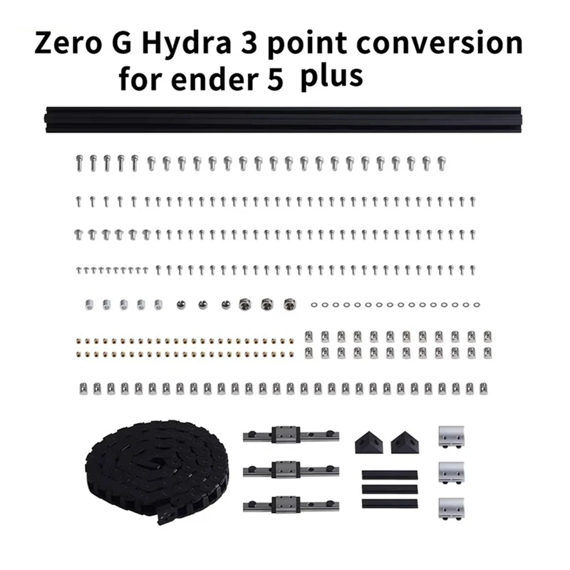Zero G Hydra Plus Kit perangkat keras konversi 3 titik untuk Ender 5 Plus dengan rantai kualitas tinggi & komponen Printer 3D rel