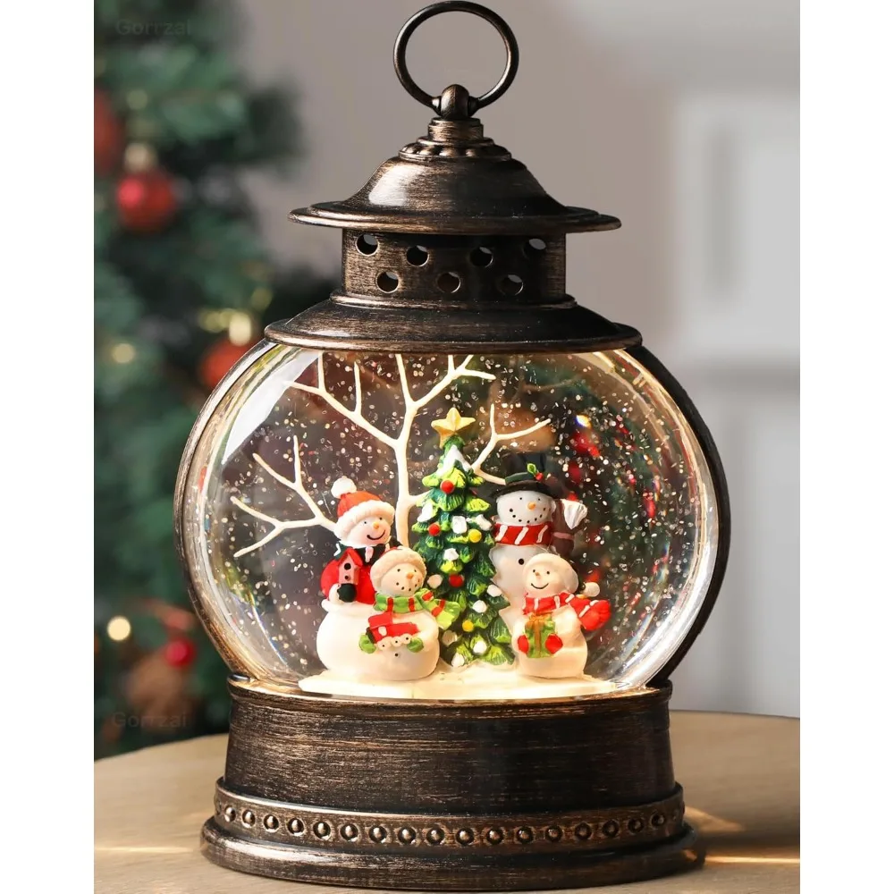 

12 Inch Illuminated Snowman Snow Globe - Musical Christmas Lantern for Indoor Home Decoration
