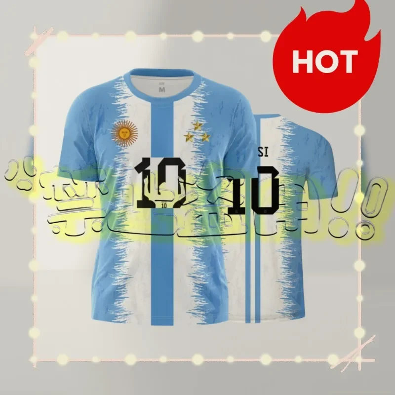 Latest Explosive Shirt Series Football Argentina Messi No.10 Casual Sports Same Style Training Clothes Men's and Boys' T-shirts