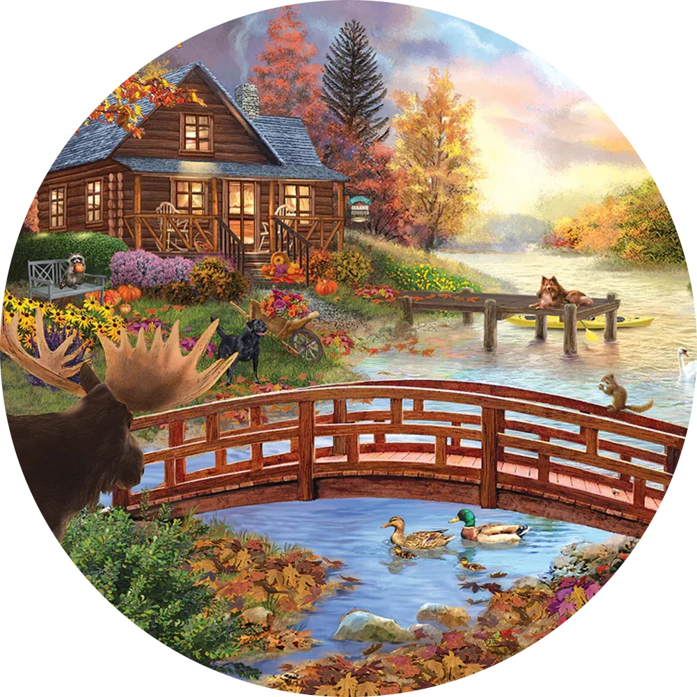 Puzzle Autumn Evening  Wooden Lively Farm Jigsaw For Festival Gifts Wood Puzzles Board Game Wood Farm Puzzle Toys For Children