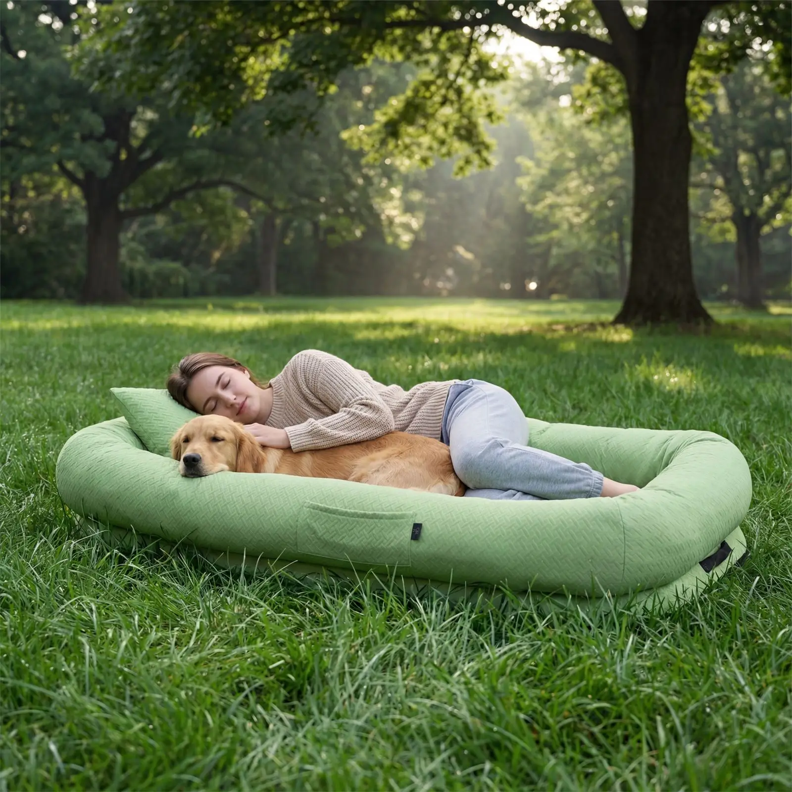 Cooling Human Dog Bed for Summer, Breathable Washable Floor Lounger for People & Pets, 71