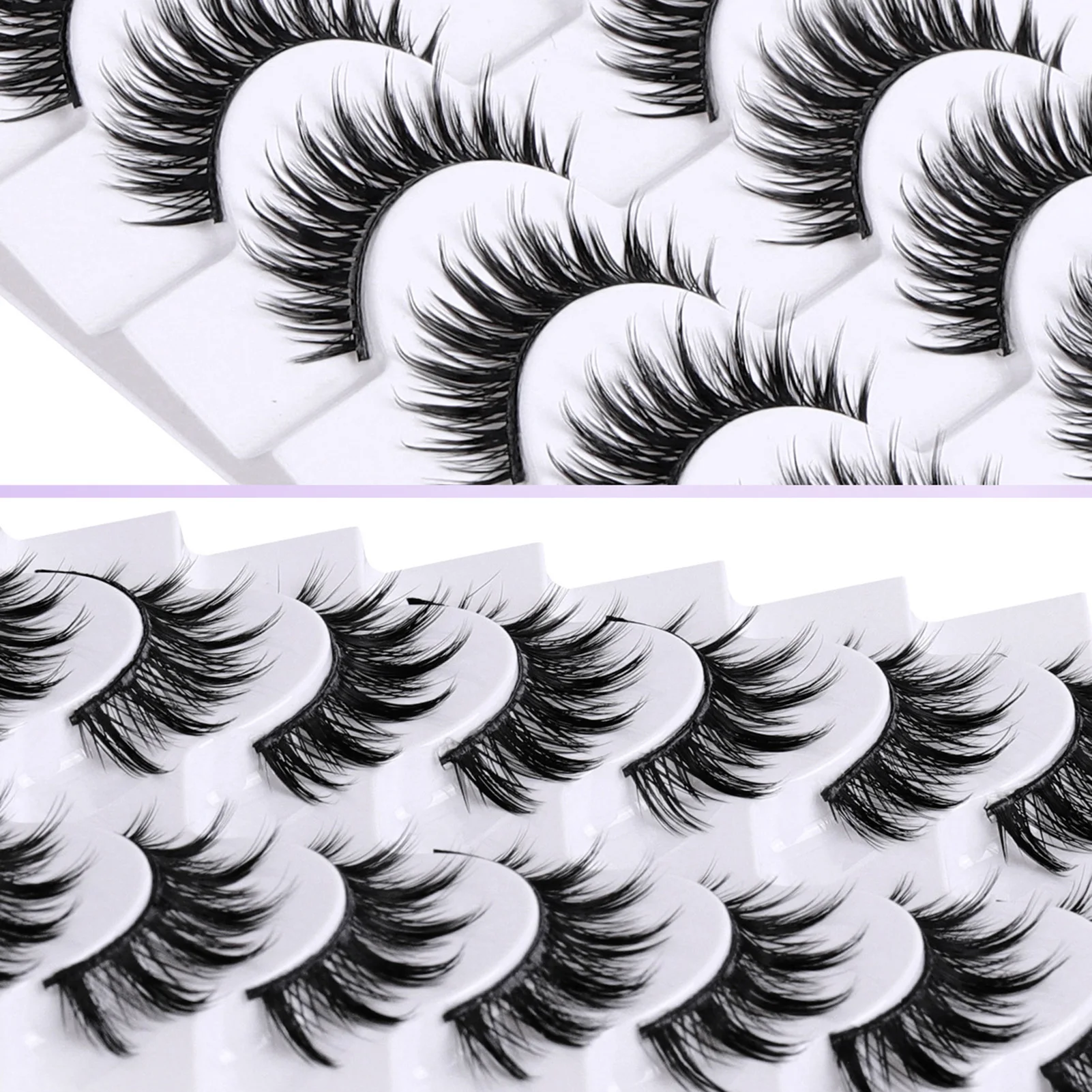 10 Paar Cosplay DIY Wimpern Vollstreifenwimpern Cosplay Wispy Strip Wimpern Flauschige lange Wimpern für Party Hochzeit Make-up