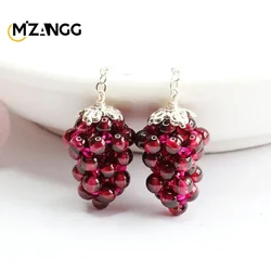 S925 Silver Natural Garnet Ear Hook Exquisite Luxury Women's Earrings Jewelry Crystal Healing Energy Stone Gift