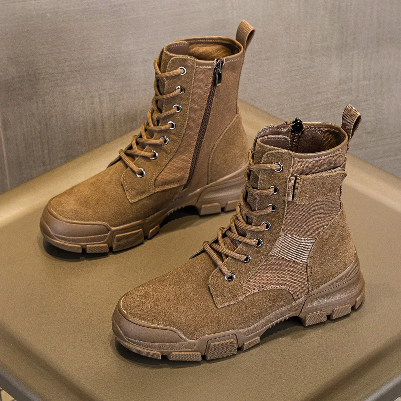 

Новинка 2023 года, кожаные женские ботинки, зимняя универсальная парусиновая обувь, короткие ботинки, повседневная кожаная женская обувь в британском стиле