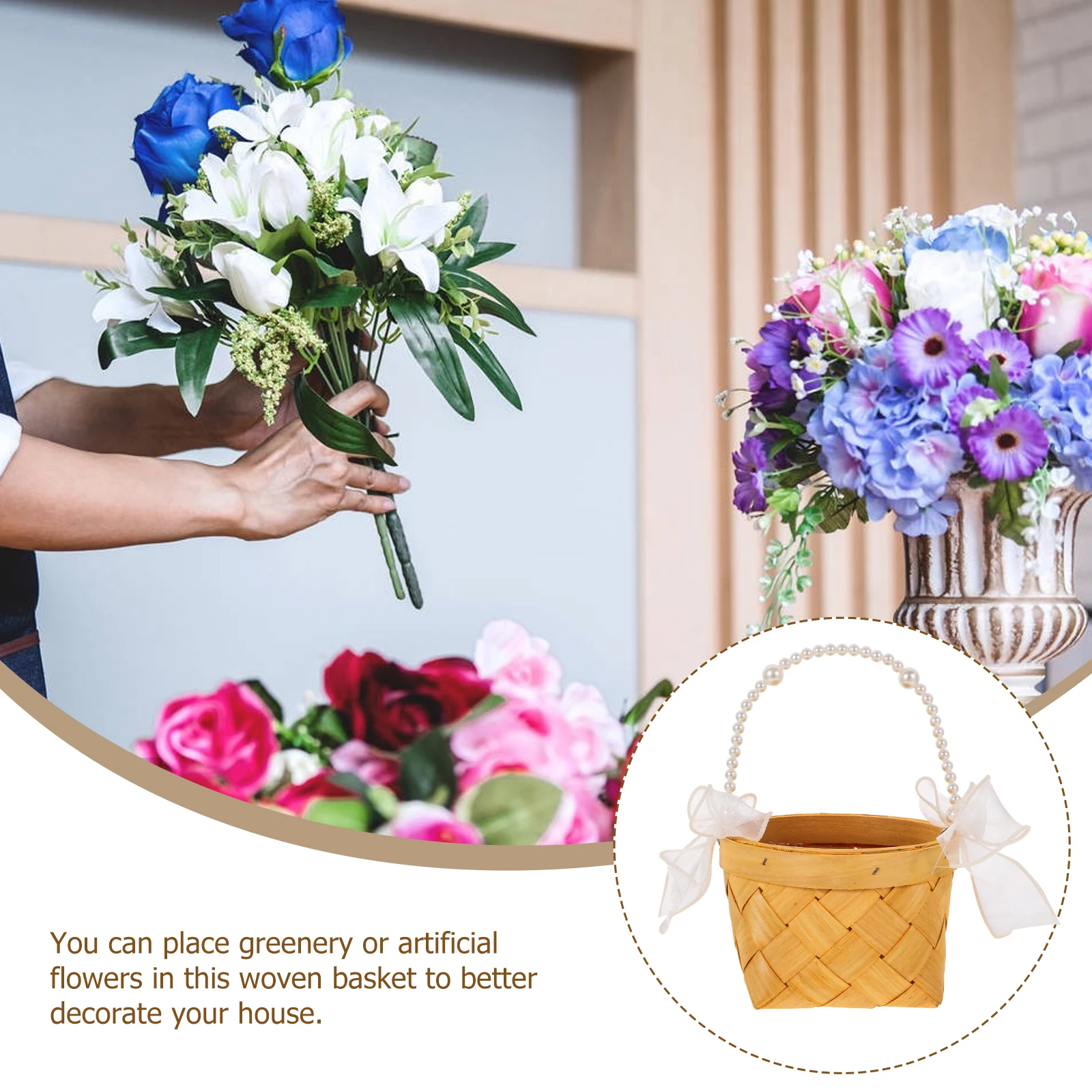 

Elegant Wedding Flower Girl With Handle Rustic Small Storage Basket For Bridal Party Petal Decoration Outdoor Indoor Use