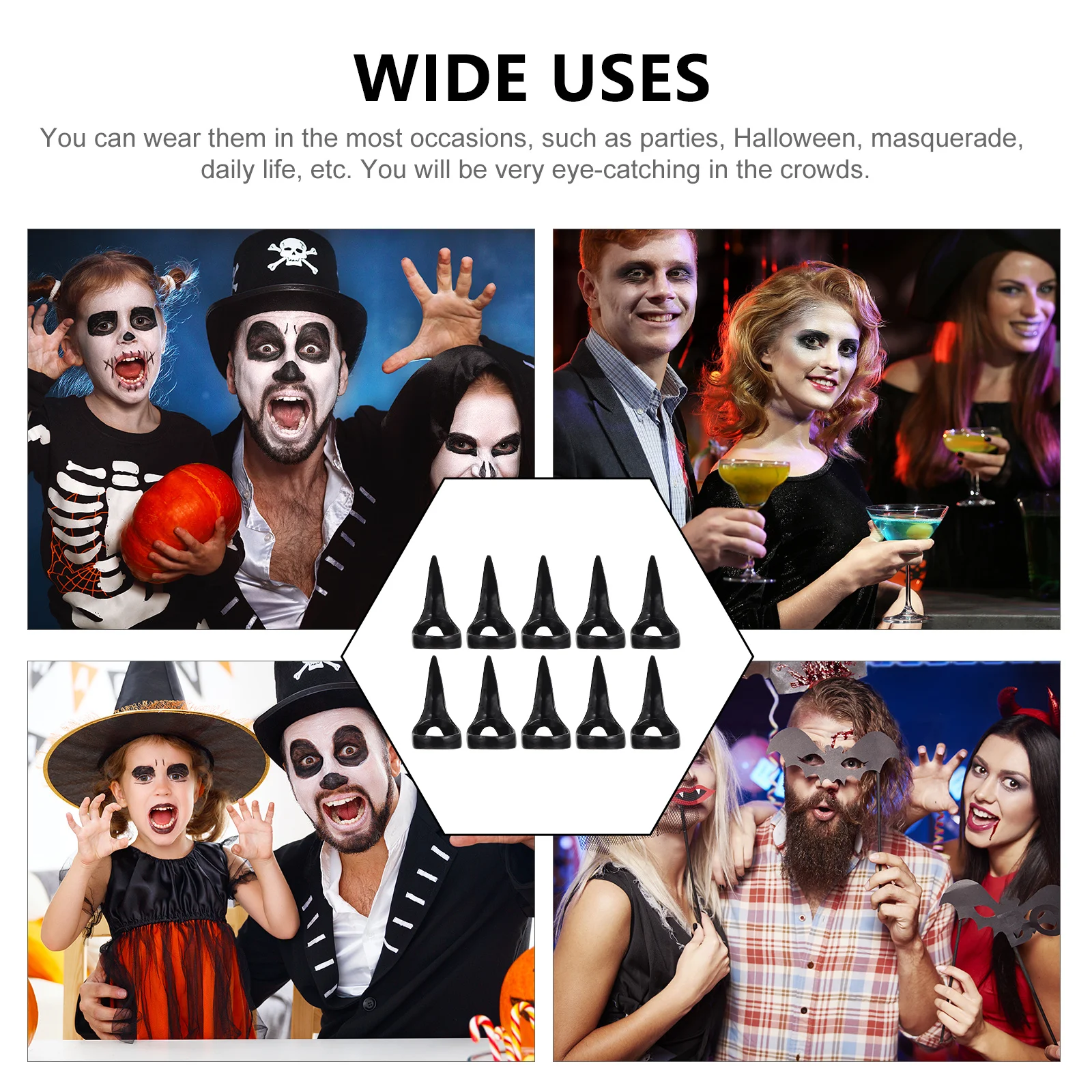 

10Pcs Halloween Punk Finger Claw Rings Claw Nail Fake Nails Party Masquerade Costume Decoration Trendy Finger Claws