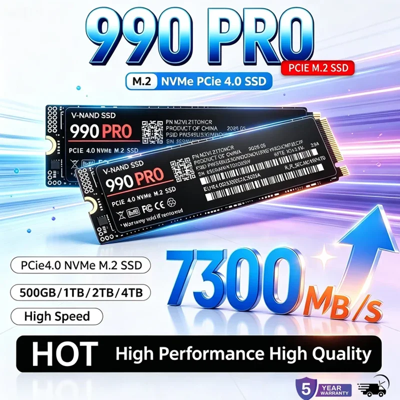 Original 990 PRO SSD 500GB-4TB M.2 NVMe PCIe 4.0, 7,300MB/s Read Speed for ,  Laptops and Desktop PCs.
