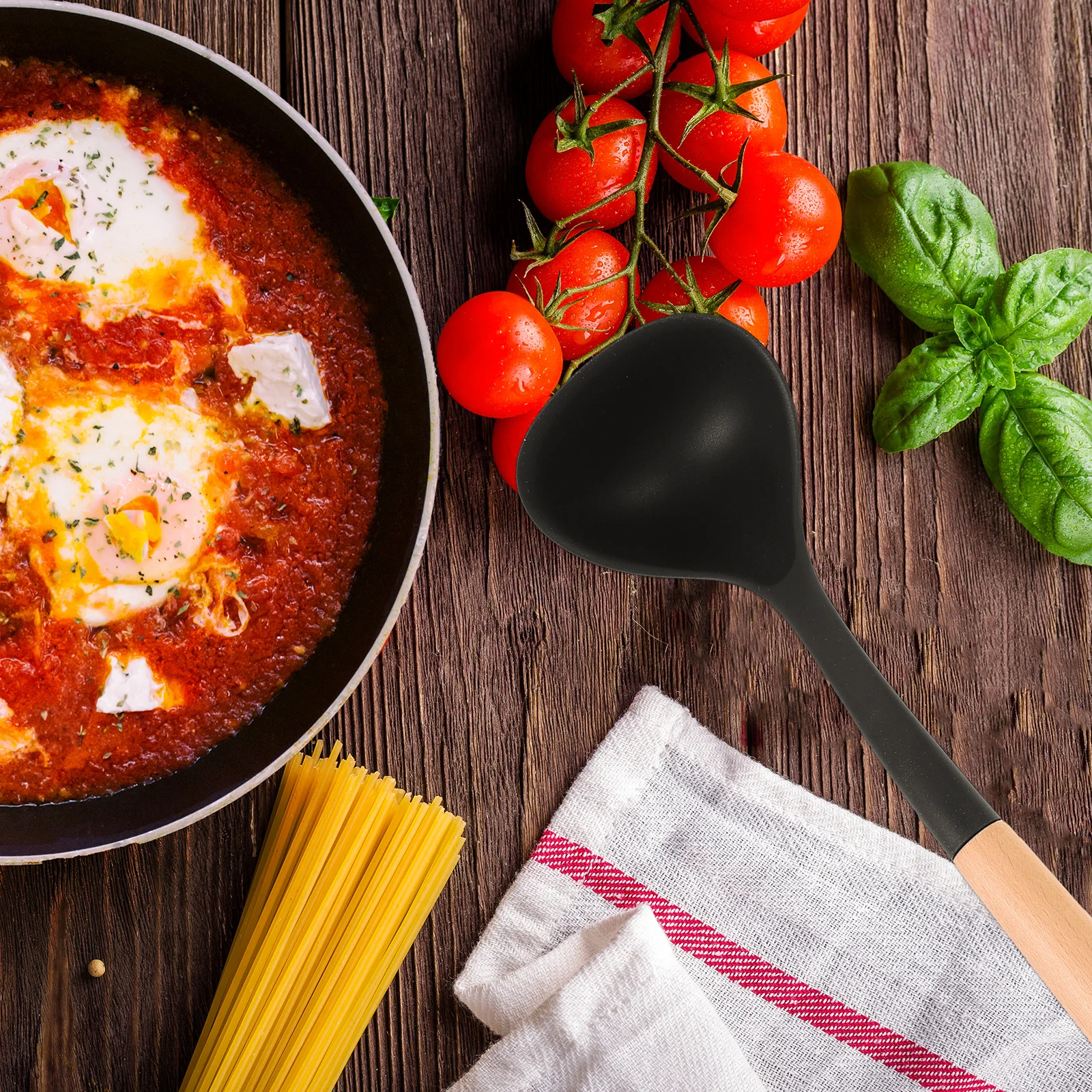 

3Pcs Silicone Cooking Utensil Set Wood Handle Kitchen Utensils Heat Insulated Nonstick Cookware Spatula Soup Spoon