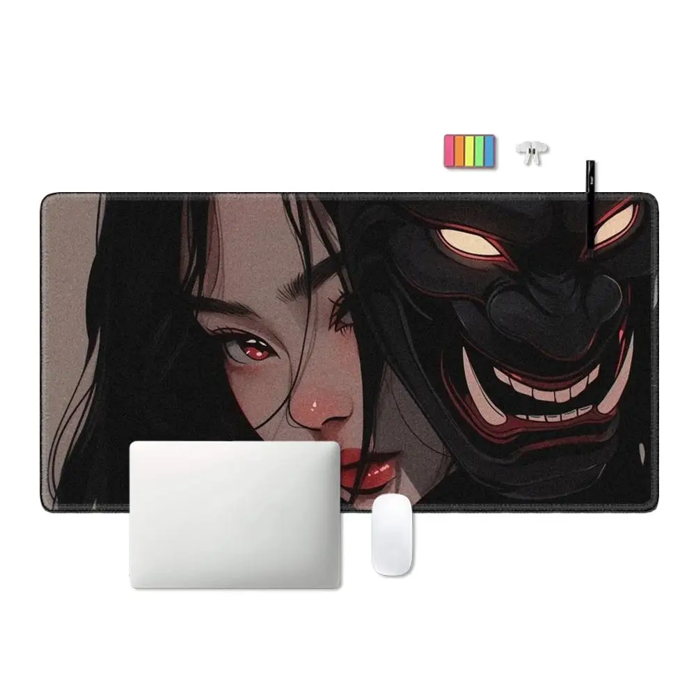 Gaming Mousepad Mask Girl Speed Mouse Pad Gamer E-Sports Mouse Mat Game Professional Premium Desk Mat