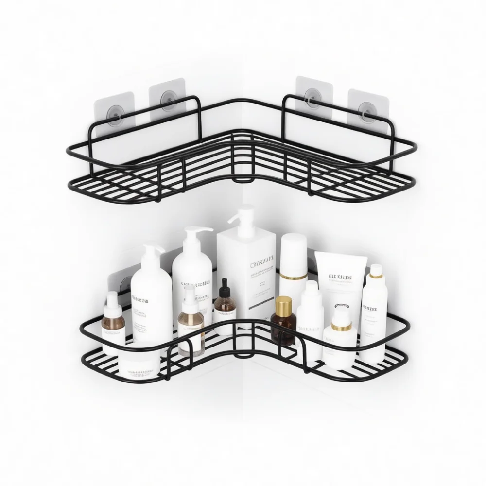 Modern Wall Hanging Organizer Shelf Iron Storage Basket Punch Free Rack For Kitchen Cabinet Bathroom Home Supplies