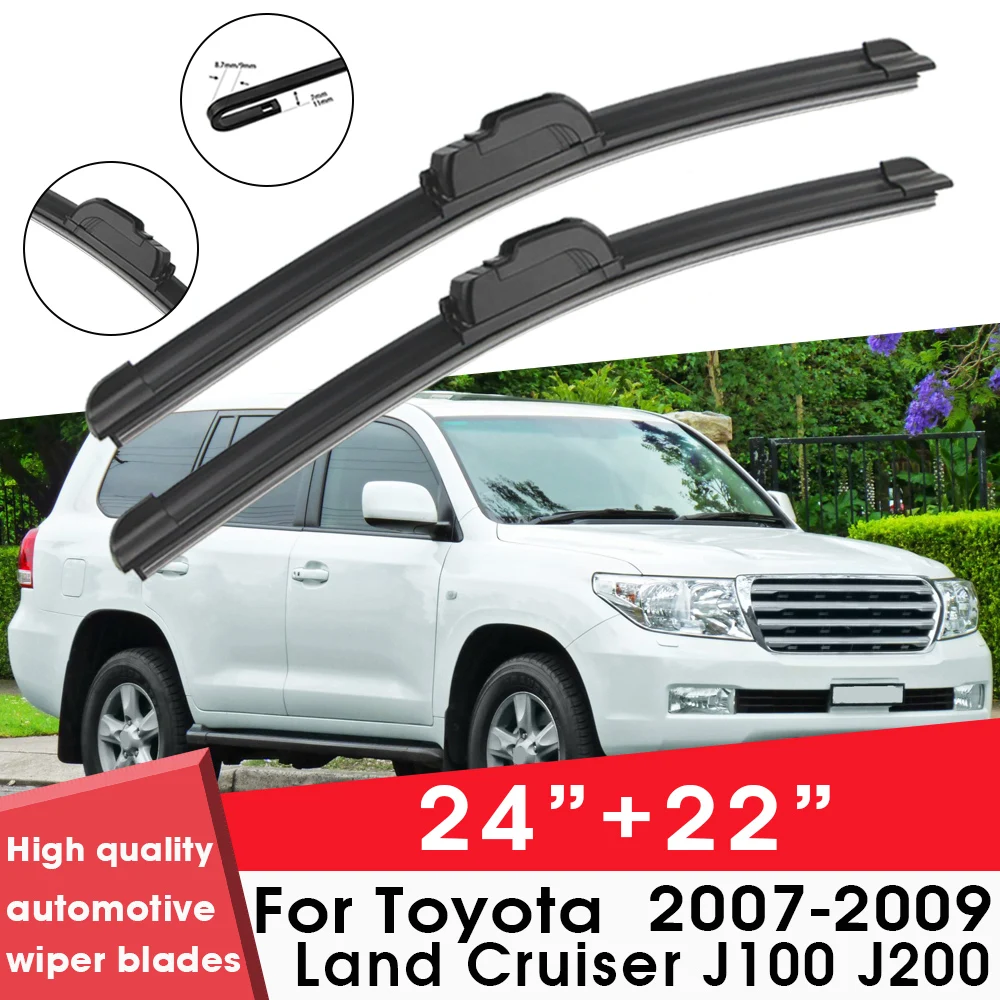 

Car Wiper Blade Blades For Toyota Land Cruiser J100 J200 2007-2009 24"+22"Windshield Windscreen Clean Rubber Silicon Cars Wipers