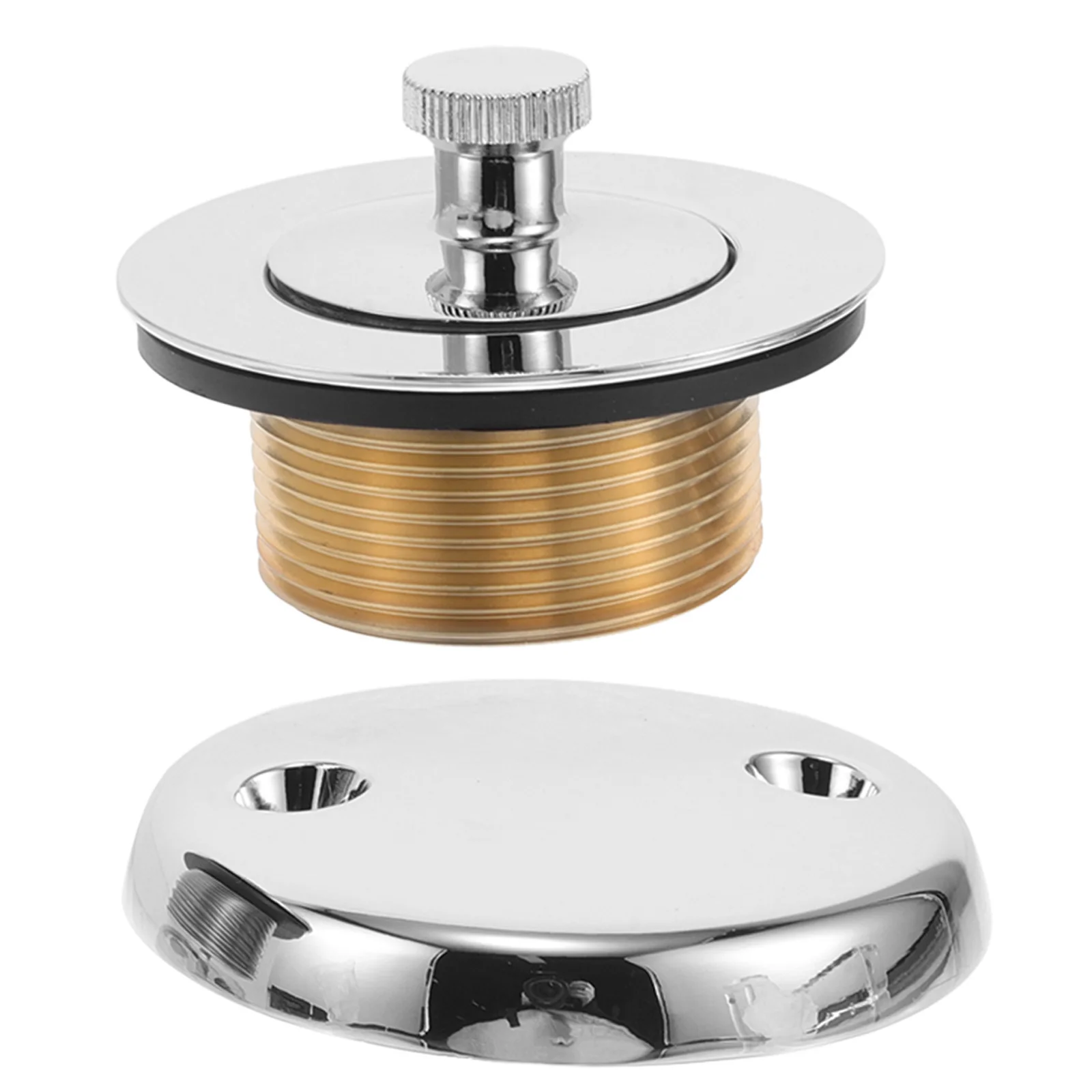 

1Set High Efficiency Odor Prevention Bathtub Drain Stopper Smooth Drainage Durable Chrome Material Easy Install Tub Overflow Kit