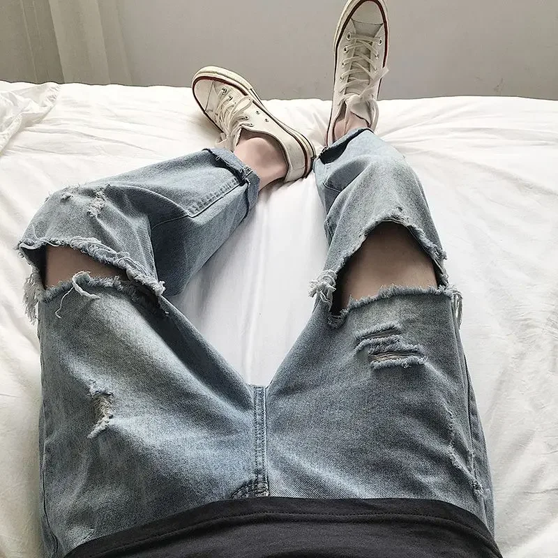 جينز رجالي فضفاض فضفاض من قماش الدنيم Xs الأصلي 2025 بنطلون كوري للخريف 90s ملابس الشارع اليابانية نمط الشارع Y2k سروال كاوبوي للرجال