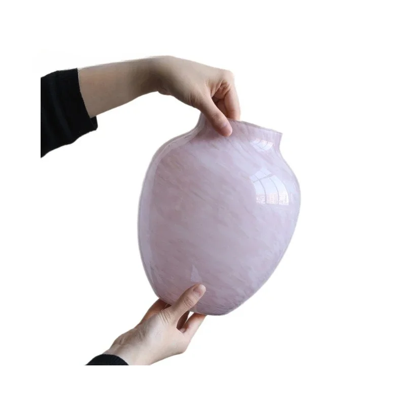 Home furnishing medieval light pink glass, especially beautiful vase ornaments, light luxury and high-end living room